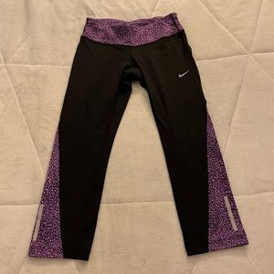 Black and Purple Cropped Nike Leggings